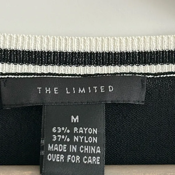 The Limited Colorblock Knit Top Black Cream Size M - Image 6