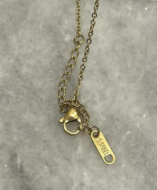 Gold And Diamond Drop Logo Symbol Stainless Steel Necklace - Image 4