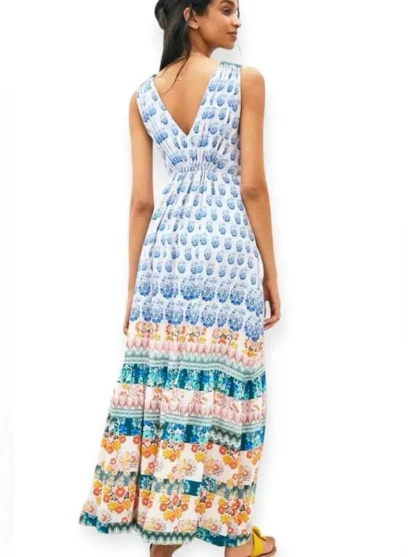 Anthropologie GATHERED MAXI DRESS Tiered Boho Printed Floral Lined Bohemian - Image 3