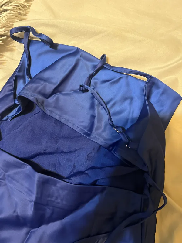 SheIn Blue Satin Mini Dress - Image 9
