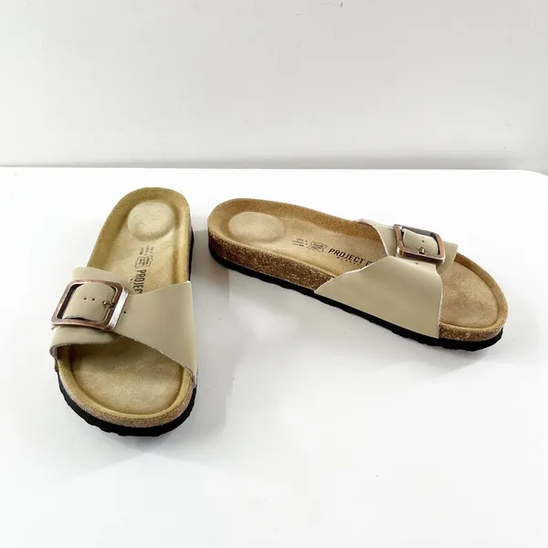 Project Cloud Ibiza Genuine Leather Slide Buckle Sandals Sandcastle Tan 8.5 - Image 2