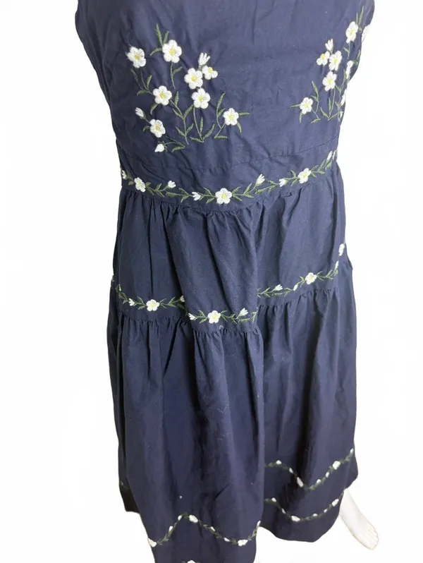 Free Assembly Navy Blue Embroidered Midi Dress XS - Image 2