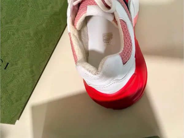 Gucci Gold Leather-Trim Sneakers - Image 13