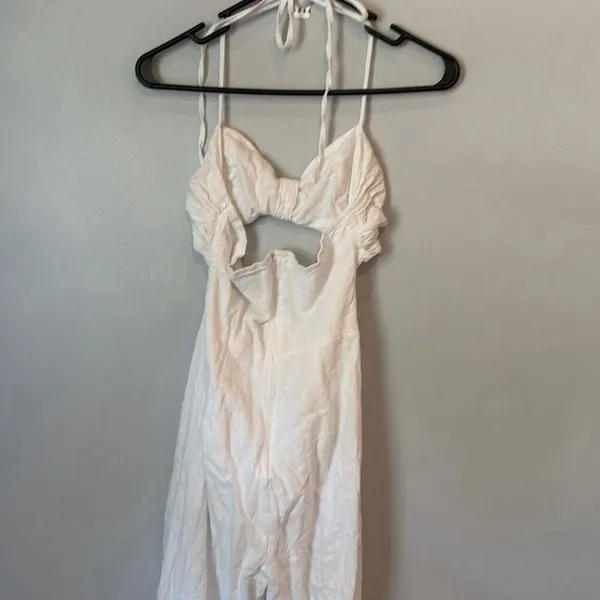 SNDYS Revolve White Jumpsuit Open Front Wide Leg Small 100% Cotton #1000 - Image 8