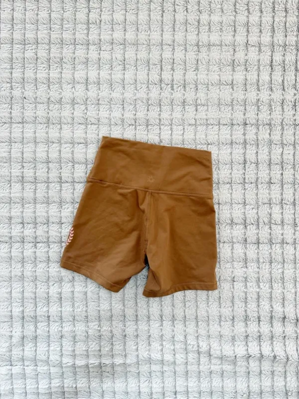Offline by aerie Brown High-Waist Bike Shorts with Pink Smiley Detail - Image 3