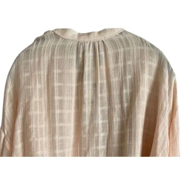 Zara Long Sleeve Oversized Flowing Loose Semi Sheer V Neck Blouse XS Soft Peach - Image 6