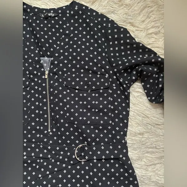Express Black and White Polka Dot Long-Sleeve Mini Dress Size S/P - Image 8