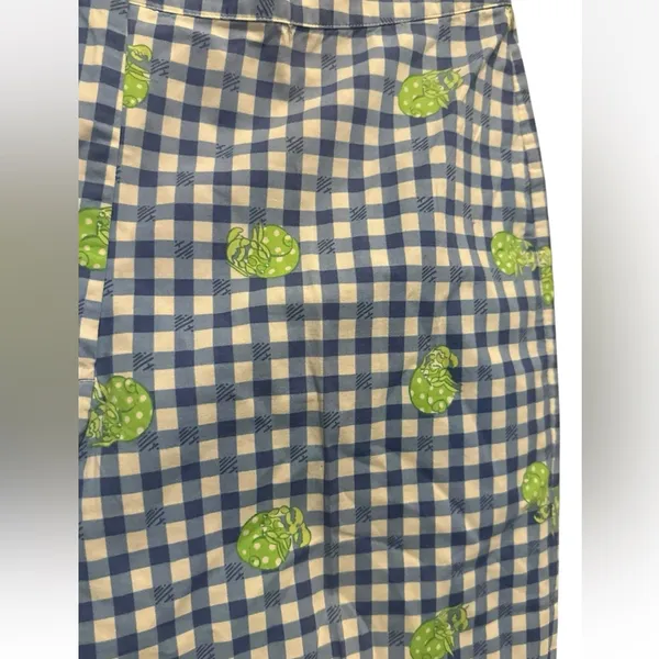 Lilly Pulitzer Blue Cotton Capri Hermit Crab Gingham Check Pants White Lbl 10 - Image 7