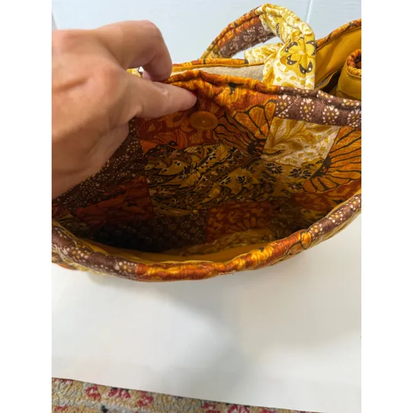 Daren's Bags Quilted Patchwork Tote Purse with Accessories Brown Yellow Orange‎ - Image 5