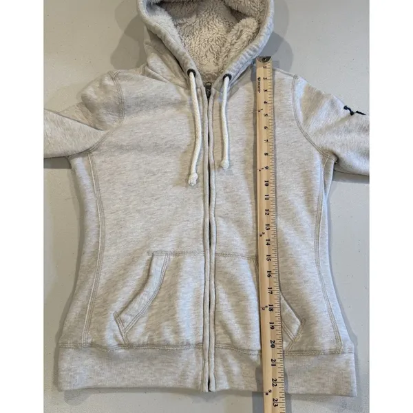 Abercrombie & Fitch Y2K Zip Hoodie Womens Medium Sherpa Lined Spellout 2000s - Image 6