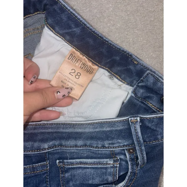 Driftwood Candace Crop Jeans Womens 28 Blue Scalloped Hem Stretch Denim Classic - Image 5