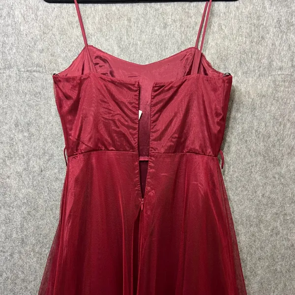 Vintage 90s As U Wish Party‎ Dress Fit Flare Sleeveless Tulle Overlay Red Size 5 - Image 7