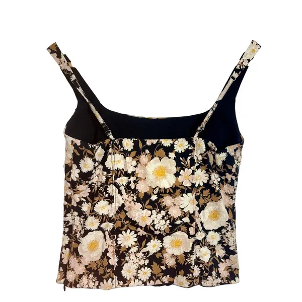 Abercrombie & Fitch Black White Brown Floral Casual Boho Tank Top Womens Size S - Image 3