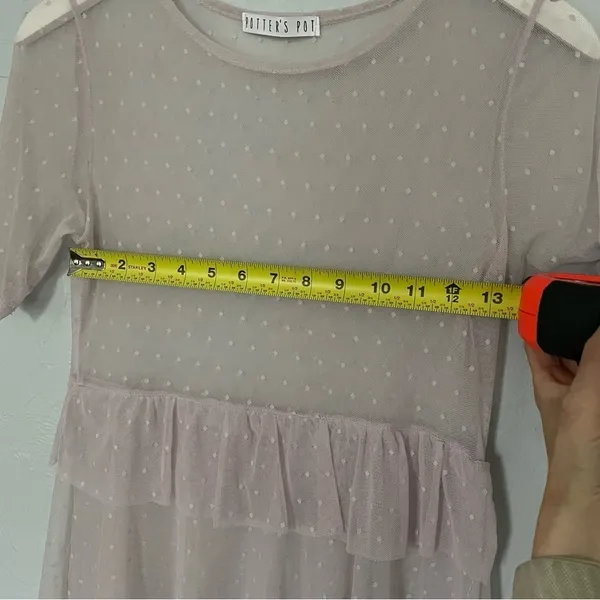 Potter's Pot‎ Pink Ruffled Short Sleeve Sheer Blouse Fairy Fairycore Fae Peplum - Image 8