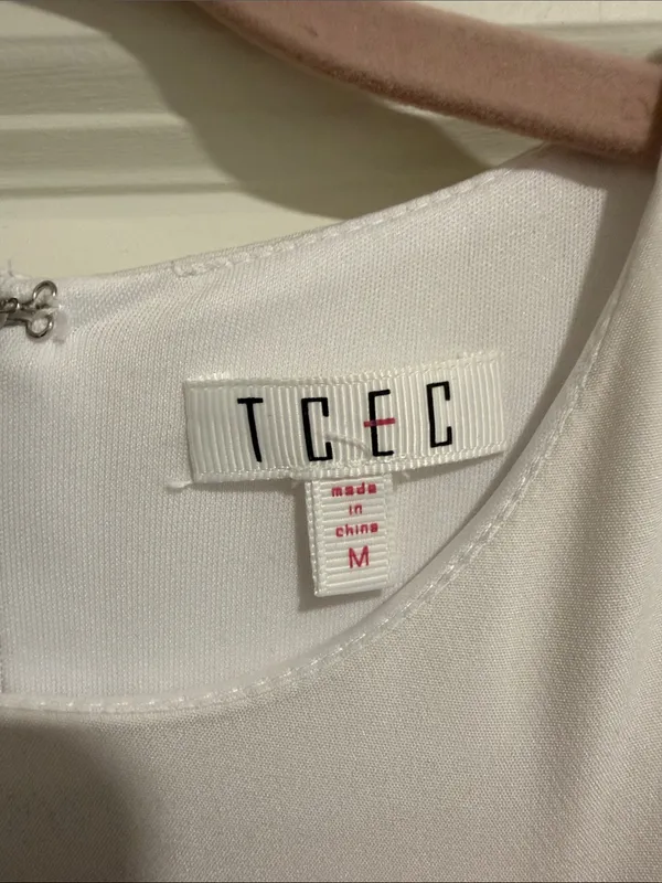 TCEC White Short Sleeve Ruffle Hem Dress Tunic - Image 2