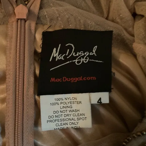 Mac Duggal Long Sleeve Beaded Column Gown Dress Mocha Size 4 - Image 14