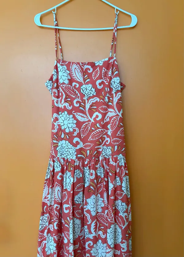Zara Coral Multi midi drop waist dress in S - Image 3