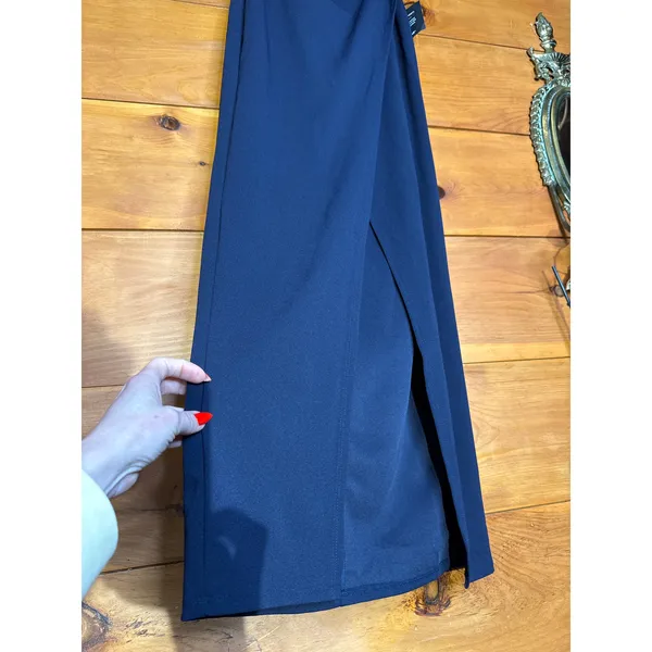 NWT Lulus Sweetest Admirer Navy Blue Ruched Surplice Maxi Dress Bridesmaid Sz S - Image 4