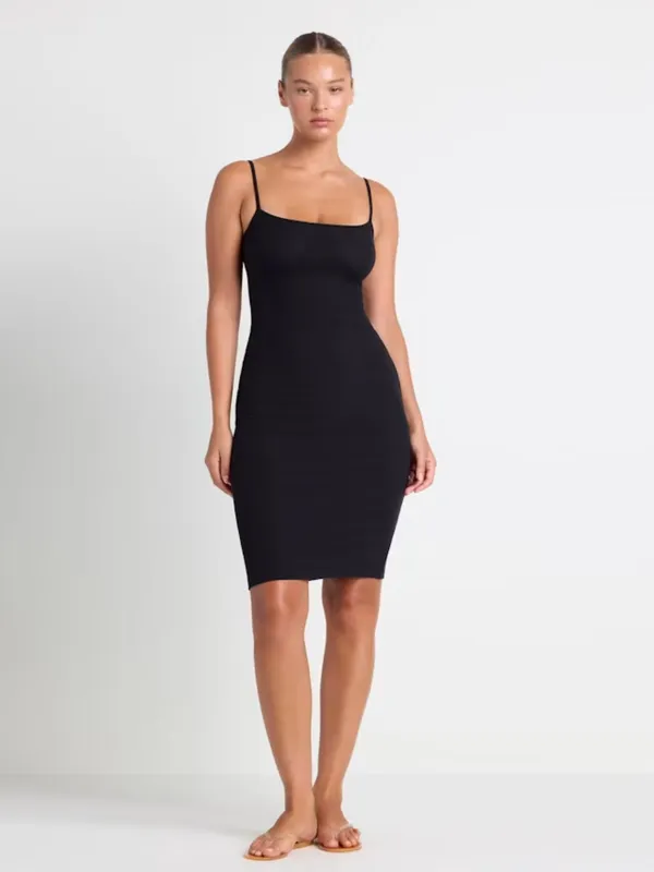 Skims Womens Soft Lounge Midi Dress Grey Soaghetti Strap Lounge Bodycon Comfy - Image 4