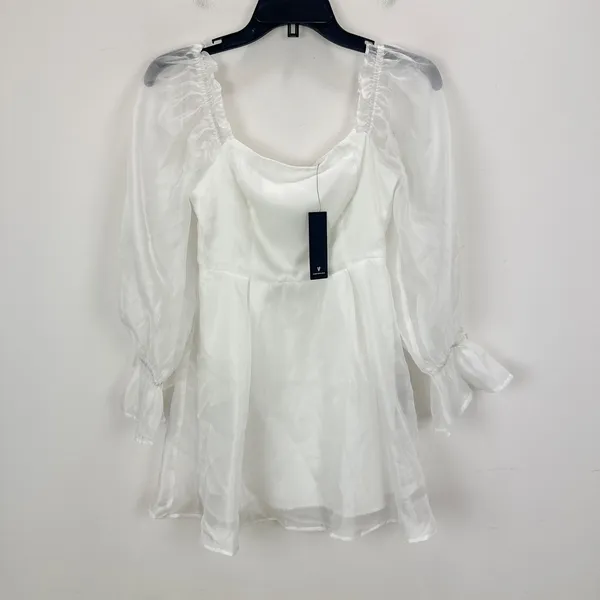 Lulus Darling Image White Chiffon Ruffled Off-the-Shoulder Mini Dress XS NWT - Image 5