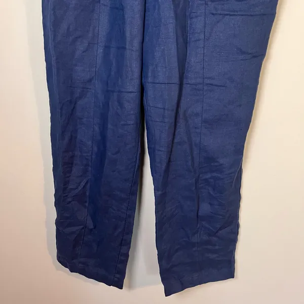 Quince European Linen Tapered Pull On Ankle Pants Navy Blue M - Image 3