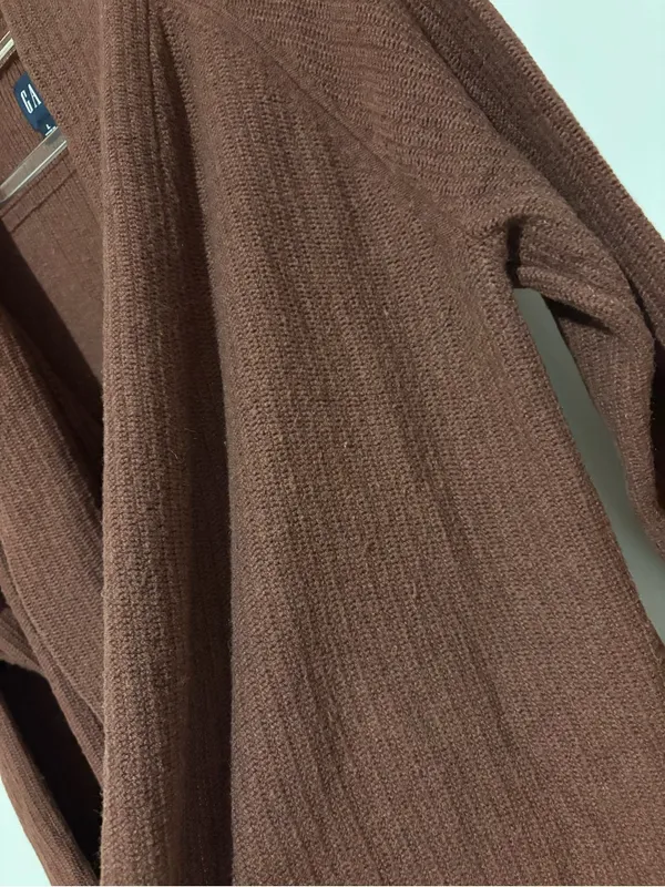 GAP Open-Front Merino Blend Cardigan Sweater Burnt Russet Brown size large - Image 7