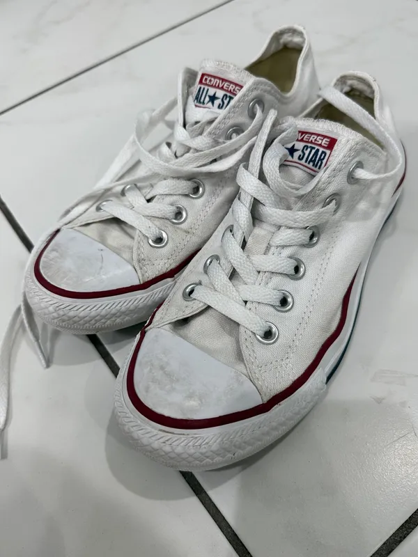 Converse White Low Top Canvas Sneakers - All Star - size 7 - Image 2