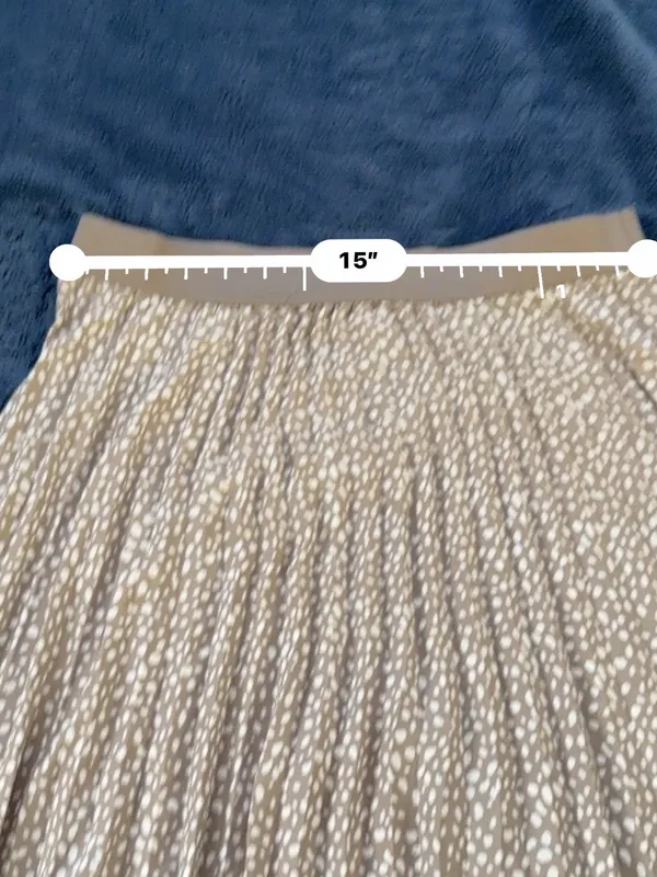 Vince Camuto Beige Micro Dot Pleated Midi Skirt - Image 6