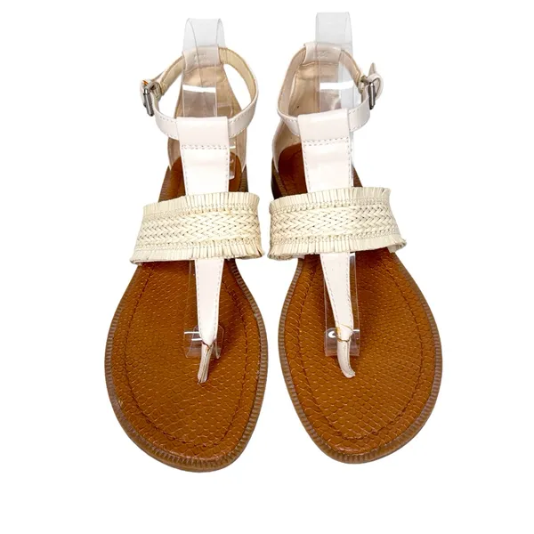 Nine West Gabis Fringe Cream Sandals Sz 8 - Image 2