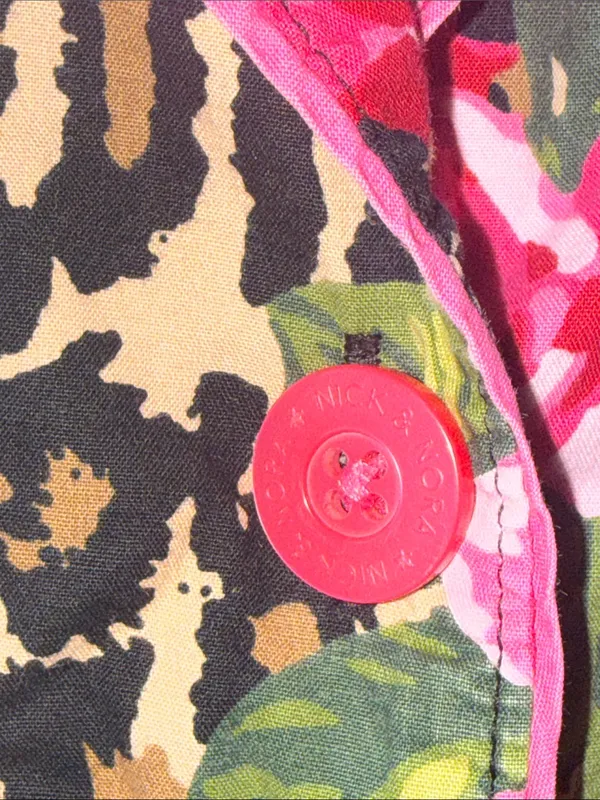 Nick & Nora Leopard Print Pajama Top with Pink Roses - Image 4