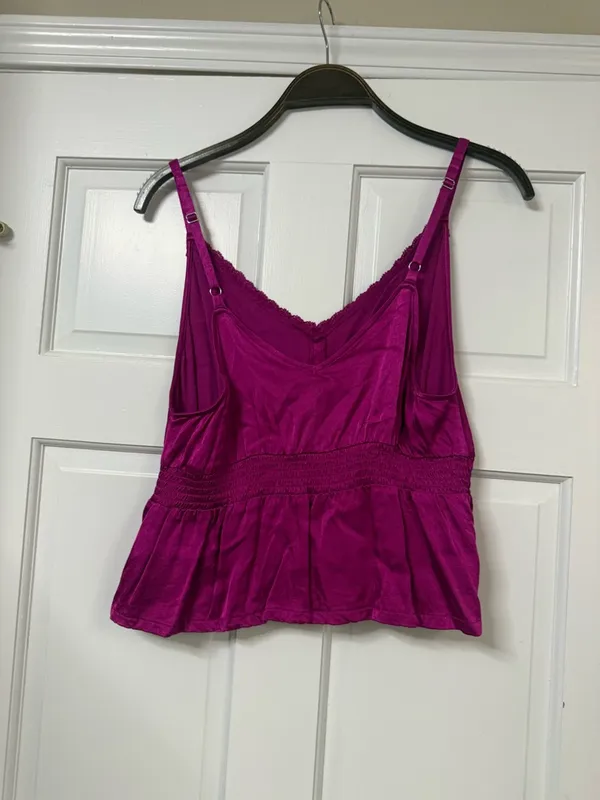 Shyanne Deep Magenta Lace-Trim Smocked Tank - Image 5