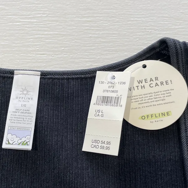 Aerie New Offline Seamless Square Neck Cable Long Sleeve Crop Top Size Large - Image 18