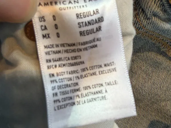 American Eagle Hi Rise A Line Light Wash Denim Jean Mini Skirt Size 0 - Image 8