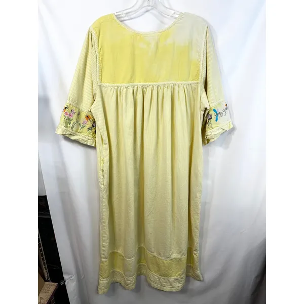 VTG Quacker Factory XL Nightgown‎ Yellow Embroidered Butterfly Cottagecore 411 - Image 2