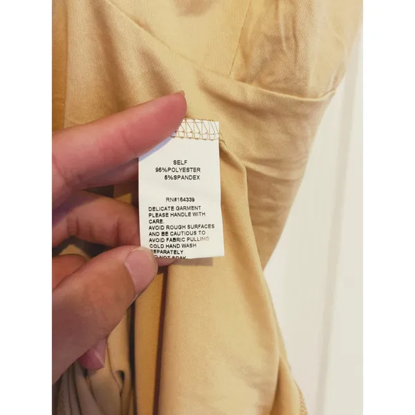 Y2K SNDYS Babydoll Satin Slip Dress XS Tan Beige Minimal Quiet Luxury Cocktail - Image 6