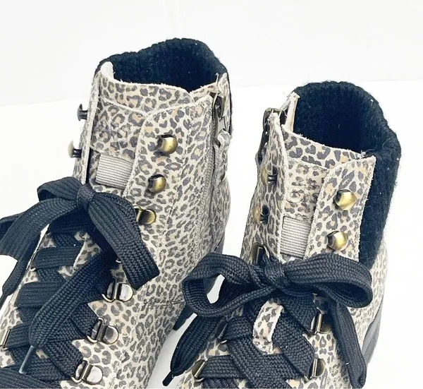 OTBT Lakewood Leather Animal Print Side Zipper Lace Up Faux Fur Lined Boots 8 - Image 6