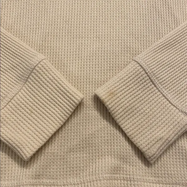 Abercrombie & Fitch A&F Relaxed Waffle Knit L/S Turtleneck Cream Top Cream SMALL - Image 5