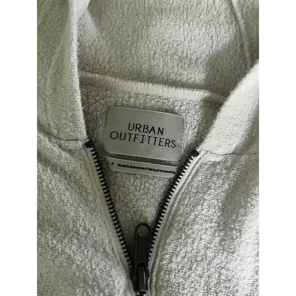 Urban Outfitters Quarter Zip Hoodie Small Cream Coastal Chic Oversized Soft Cozy - Image 2