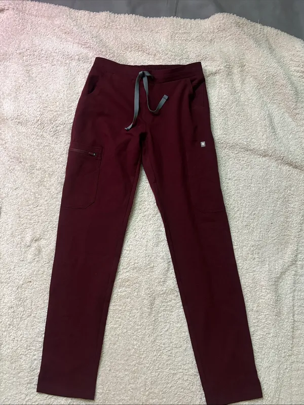 FIGS Yola High-Rise Slim Scrub Pant in burgandy size XXS NWOT - Image 3