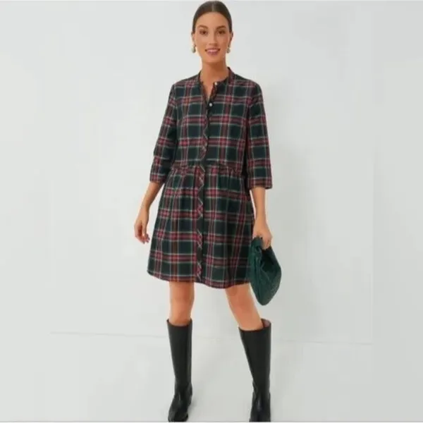 Tuckernuck Festive Plaid Tartan Royal Shirt Dress XS Holiday Mini NWT - Image 12