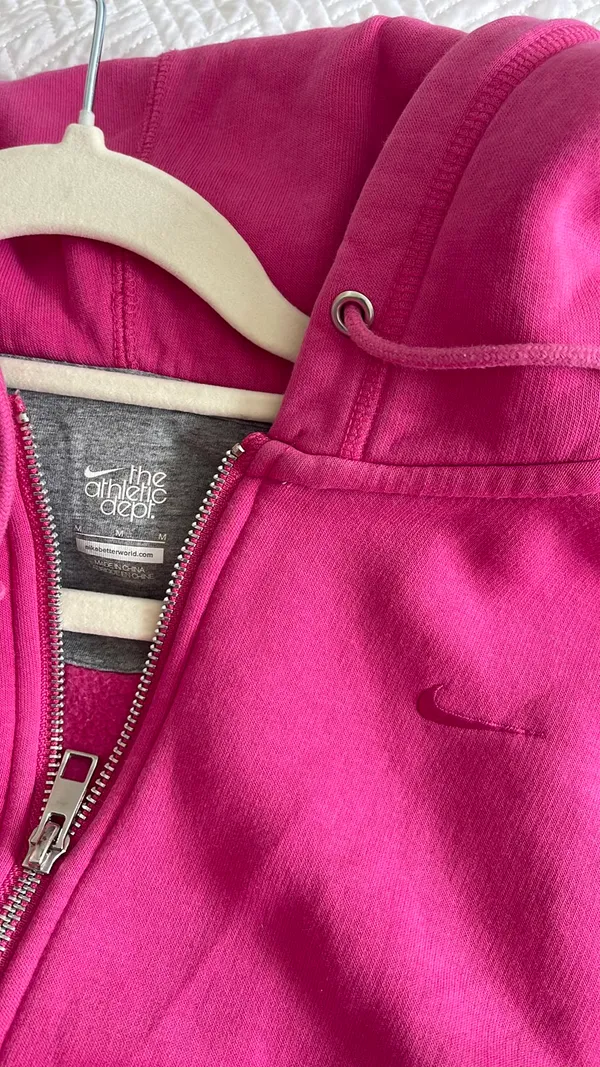 Pink Nike Zip-Up Hoodie Sweatshirt - Image 3