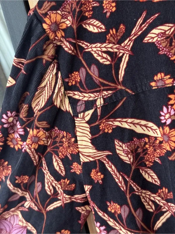Anthropologie Pilcro Tiered Corduroy Dress long sleeve mini floral ruffle fall - Image 9