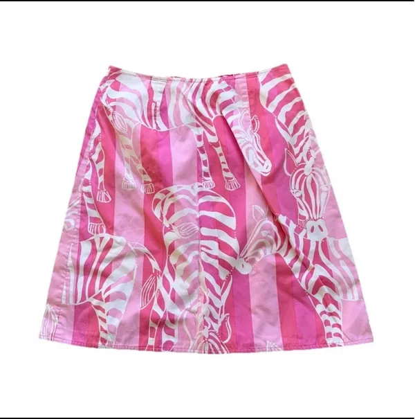 Lilly Pulitzer Cotton A-Line Skirt Pink Animal Print Women's Size 2 - Image 3