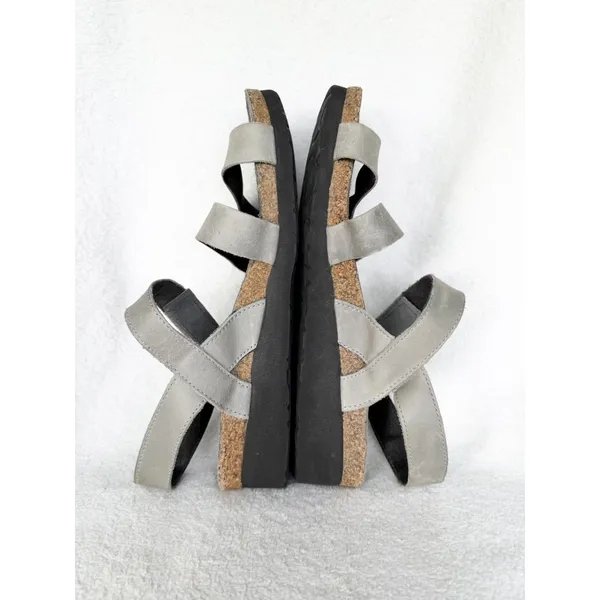 Naot Kayla Womens 7.5 Slate/Gray Leather Comfort Sandals Hook Loop Adjustable - Image 5