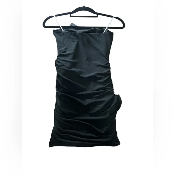 Lulu's Attentive Allure Black Strapless Rosette BodyconDress with Floral Details - Image 6