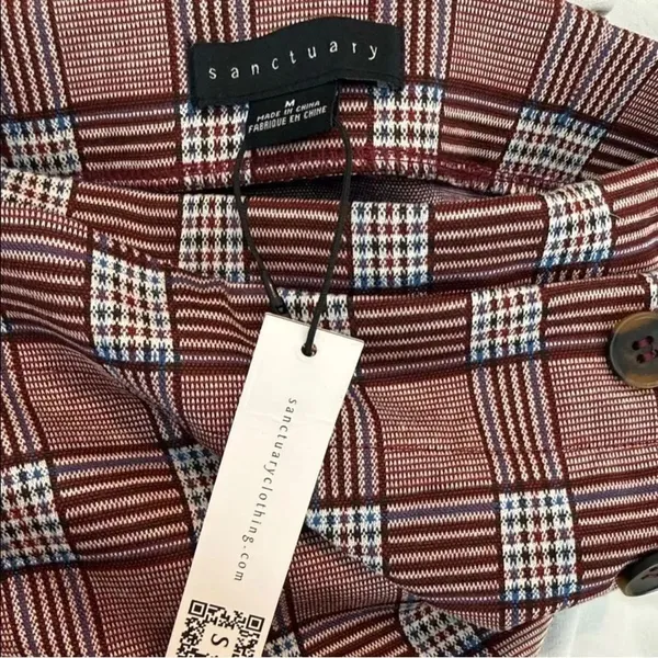 NWT Anthropologie Sanctuary Plaid Pencil Faux Wrap Skirt - Image 3
