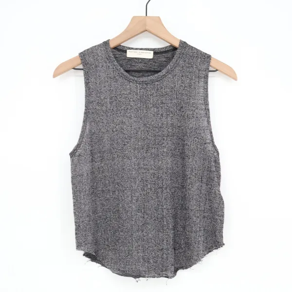 Project Social T Tank Top Womens Small Urban Outfitters Grey Muscle Raw Hem Good - Image 2