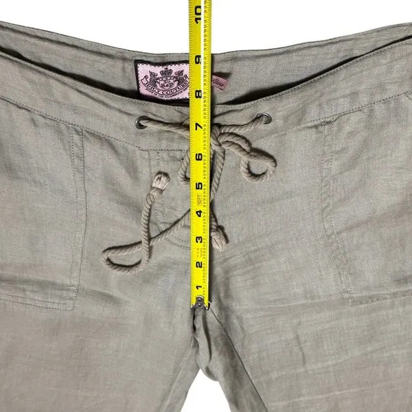 Y2K‎ Juicy Couture Tan 100% Linen Pants Coastal Resort Travel Capsule S - Image 9
