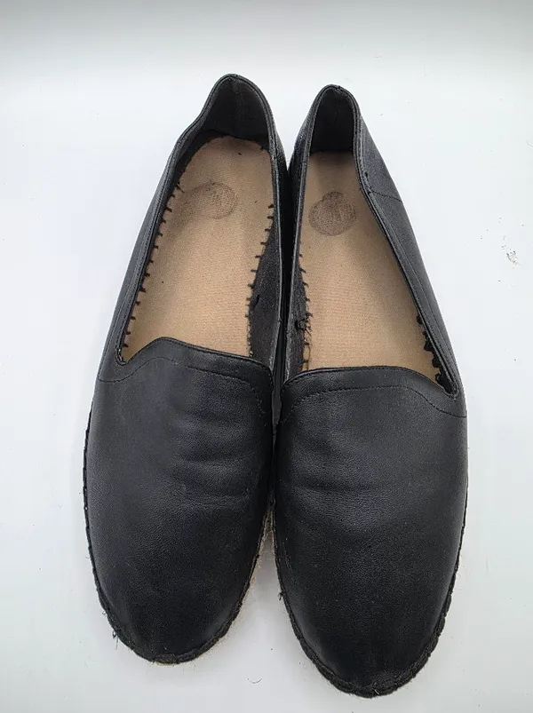 GAP Womens Espadrilles Black Leather Shoes Size 10 - 11 Natural Neutral Preppy - Image 6