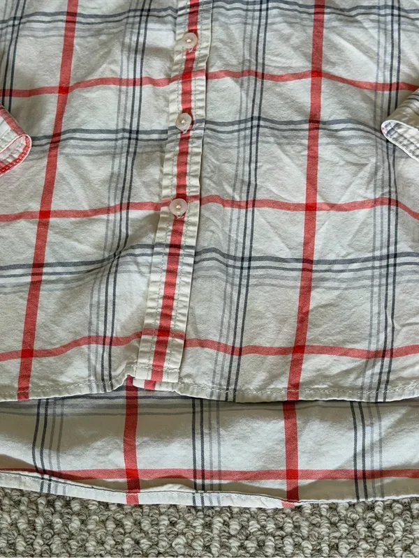 Banana Republic Plaid Button Down Shirt Women’s Size XS Orange Gray Cotton NEW - Image 8